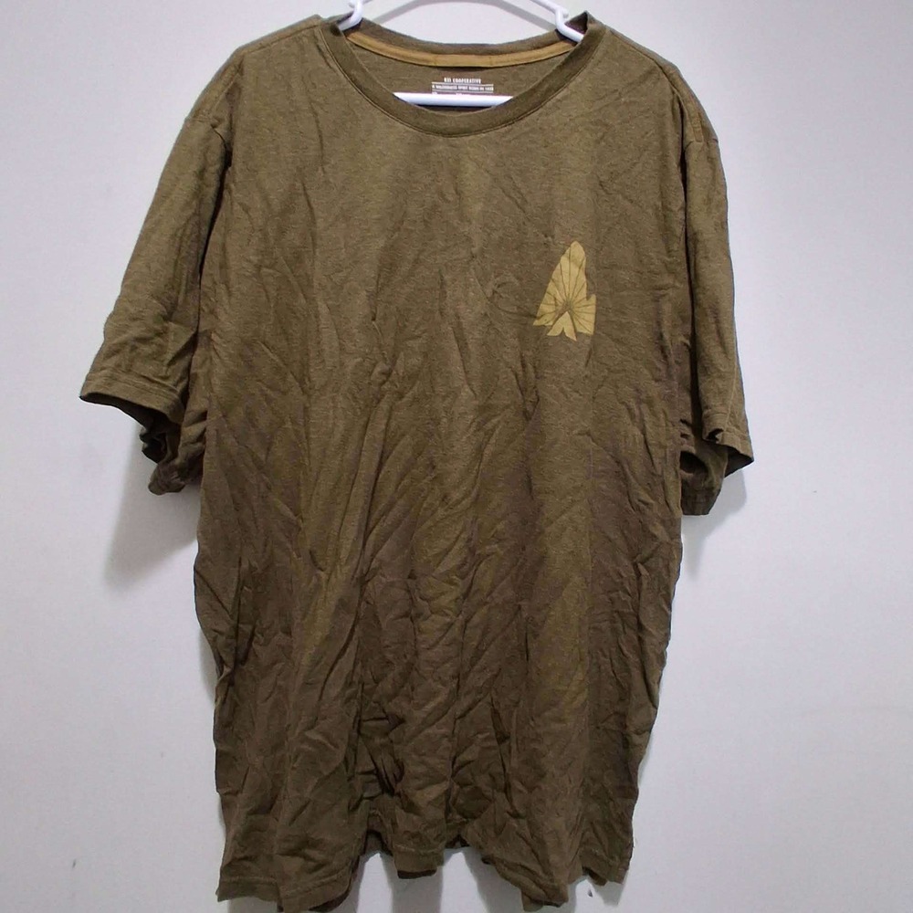 REI Cooperative‎ T Shirt Olive Green Graphic Short Sleeve Cotton Hemp XXLarge
